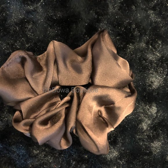 Hand Crafted Accessories - Brown Satin Scrunchie  HANDCRAFTED -women's-